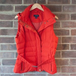 Land's End Red Down Vest with Belt
